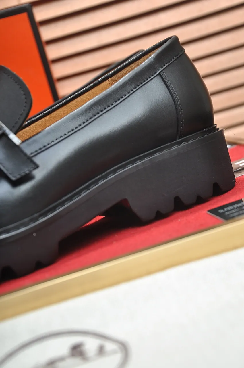 Men's Men's Shoes💰560💶[[HERMES]] (High-end Niuli) New 🍀 HERMES - top version of Ferragamo's classic casual leather shoes! Made of imported original cowhide, the inner top layer is comfortable cowhide lining! Original wear-resistant rubber outsole! High quality products! Code number 38-45 (45 customized)